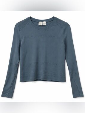 CALIA Pointelle Seamless Long Sleeve Top – Dark Teal – L/XL